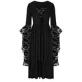 Womens Gothic Dress plus Size Flare Sleeve Dress Skull Lace Print Steampunk Dresses Cocktail Dresses Flowy Goth Corset Dress Maxi Wedding Guest Dresses and Day